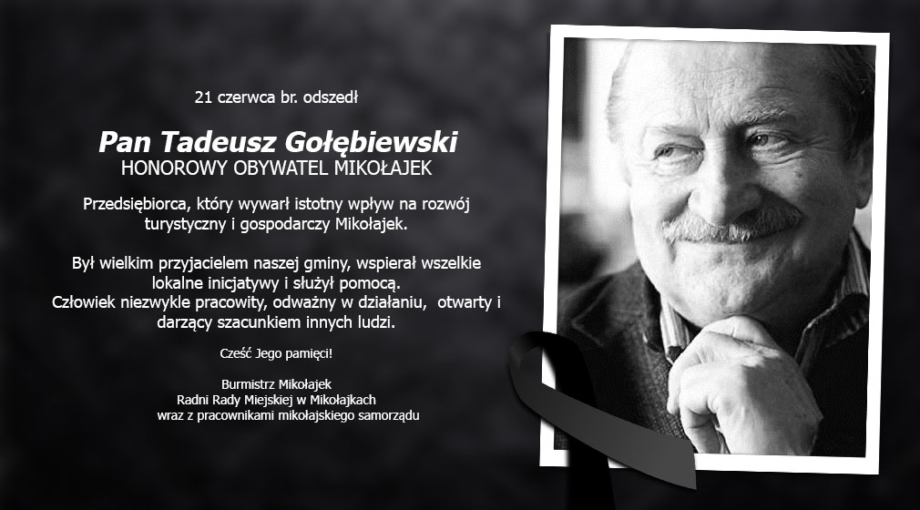 Zmarł Tadeusz Gołębiewski, honorowy obywatel Mikołajek
