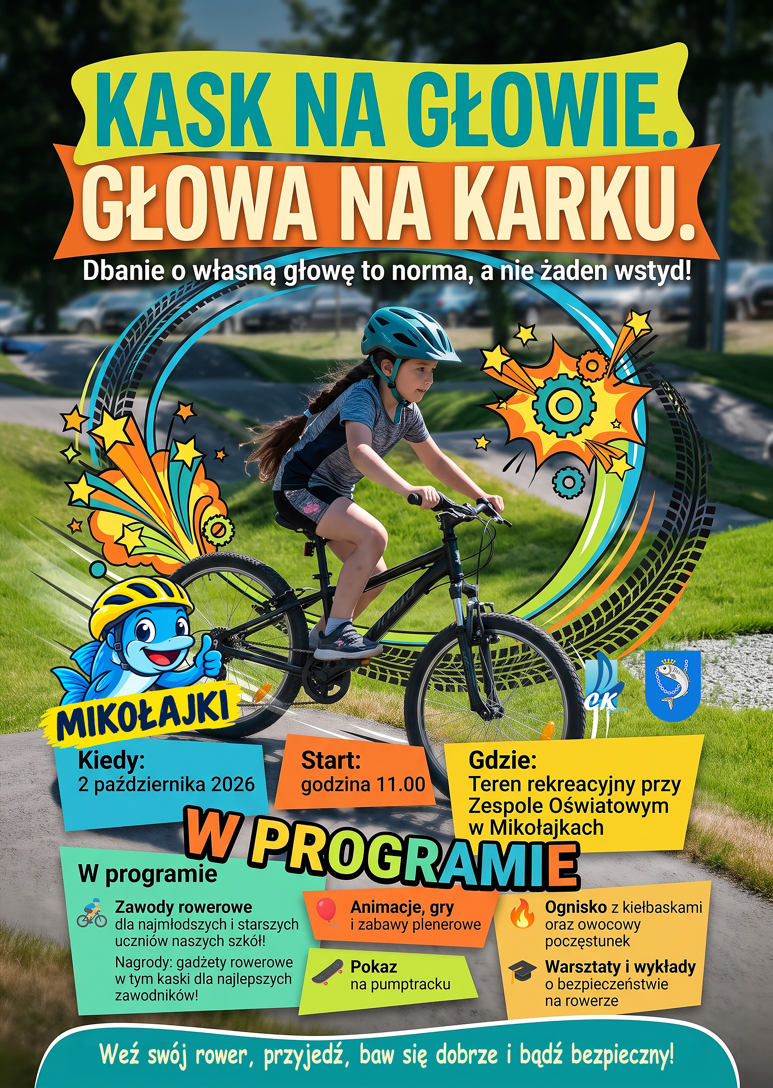Głowa na Karku, Kask na Głowie. Mikołajki stawiają na rowerową profilaktykę